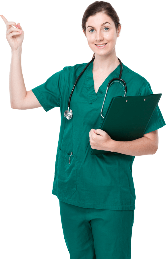doctor-woman-with-clipboard-and-finger-point-up-UH62EXM.png